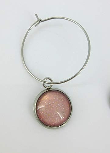 Summerfield Collection Stainless Steel Light Pink Glass Charm Hoop Earrings Hand-painted 1"