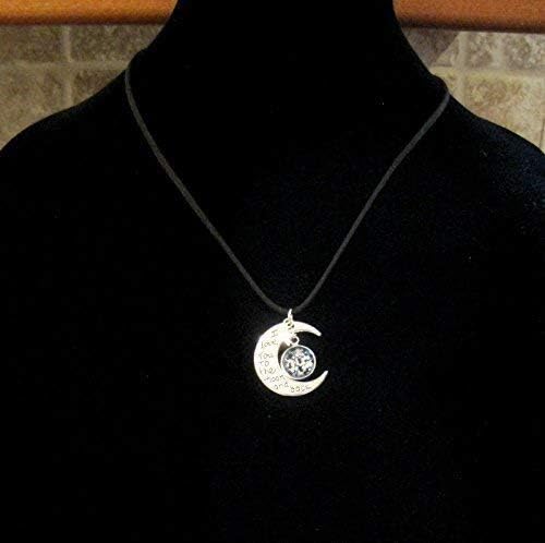 Summerfield Collection Silver-Tone Meteor Glitter Glass I Love You to the Moon and Back Pendant Necklace Black Faux Suede
