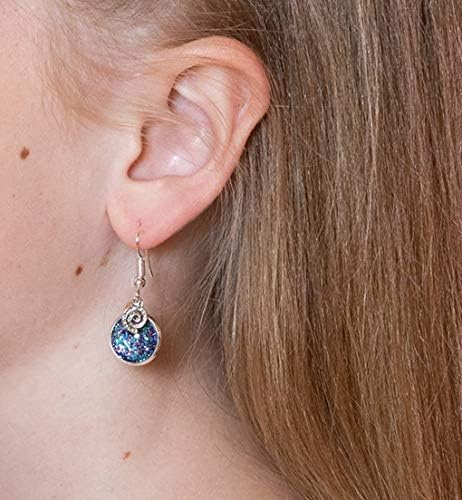 Summerfield Collection Silver-tone Blue Purple Pink Glitter Glass Swirl Charm Dangle Earrings