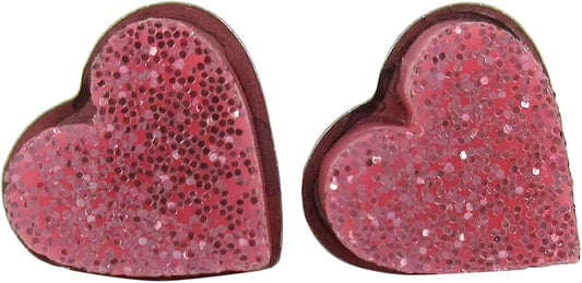 Summerfield Collection Stainless Steel Glitter Acrylic Heart Stud Earrings 8mm (Bubblegum Pink)