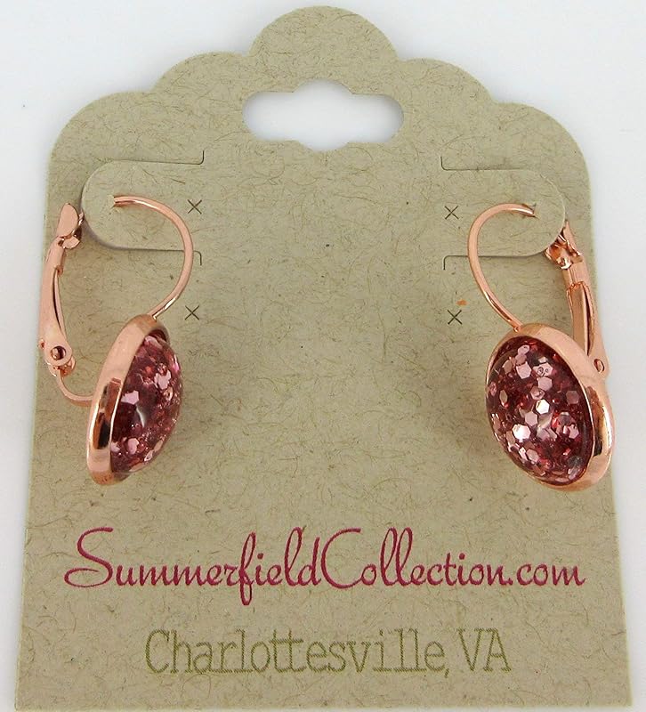 Summerfield Collection Rose Gold-tone Metallic Glitter Resin Lever-back Drop Earrings 12mm