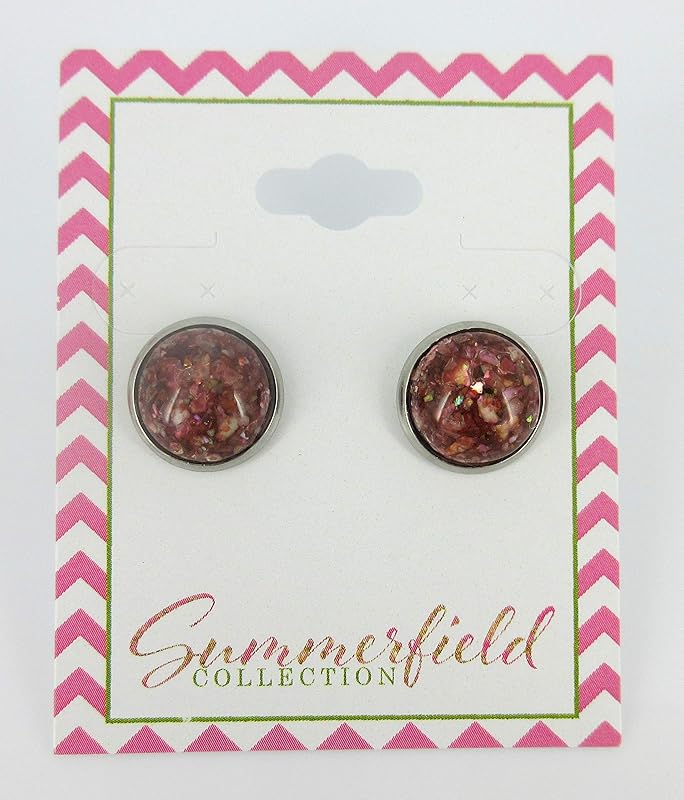 Summerfield Collection Stainless Steel Faux Shell Stud Earrings 12mm (Brown)