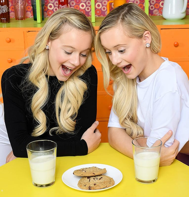 Summerfield Collection Stainless Steel Best Friends Print Glass Stud Earrings 12mm (Milk and Cookies)
