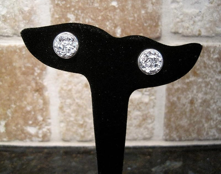 Summerfield Collection Silver-tone Metallic Faux Druzy Stone Stud Earrings 12mm (Silver)