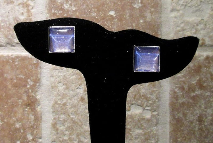 Summerfield Collection Silver-tone Metallic Purple Color Shifting Glass Stud Earrings Hand-painted Square 12mm