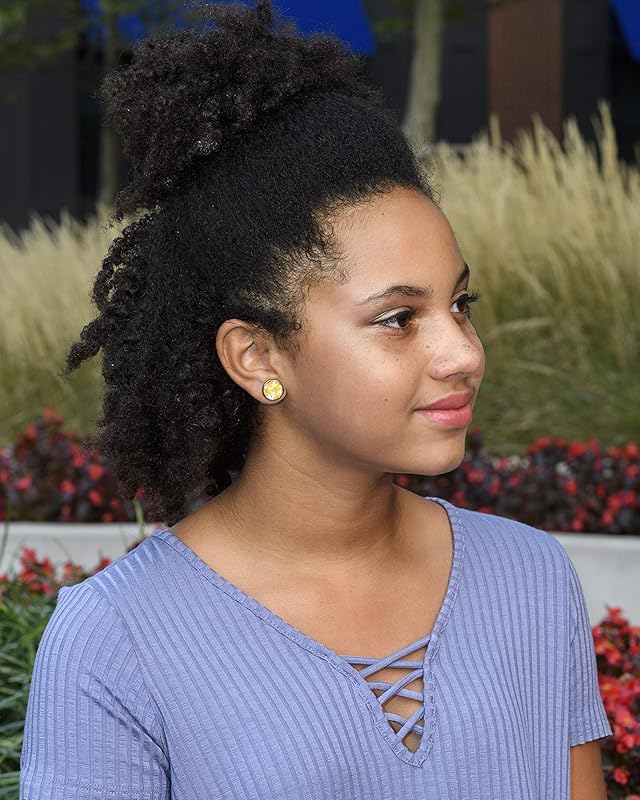 Summerfield Collection Stainless Steel Yellow Flower Print Glass Stud Earrings 12mm