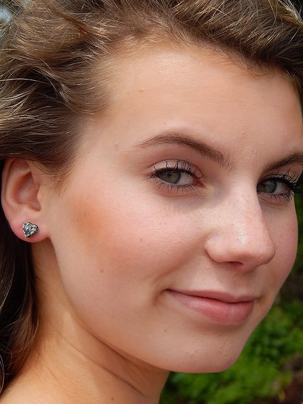 Summerfield Collection Stainless Steel Faux Granite Stone Acrylic Heart Stud Earrings 8mm