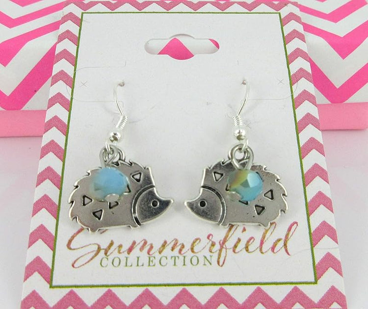 Summerfield Collection Antiqued Silver-tone Hedgehog Charm Dangle Earrings