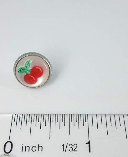 Summerfield Collection Stainless Steel Fruit Print Frosted Resin Stud Earrings 12mm (Cherry)