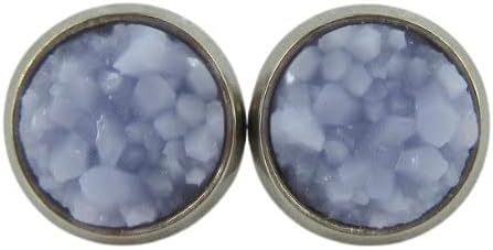Summerfield Collection Stainless Steel Matte Faux Druzy Stone Stud Earrings 8mm (Periwinkle)