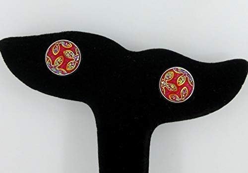 Summerfield Collection Silver-tone Frosted Flower Metallic Rainbow Stud Earrings 12mm (Red)