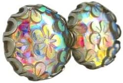 Summerfield Collection Stainless Steel Iridescent Clear AB Flower Resin Stud Earrings 12mm Translucent