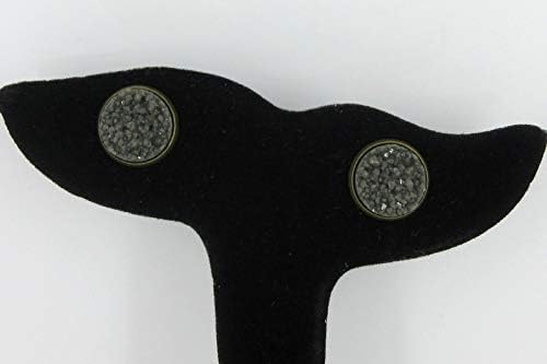 Summerfield Collection Antiqued Gold-tone Olive Green Faux Druzy Stone Stud Earrings (12mm)