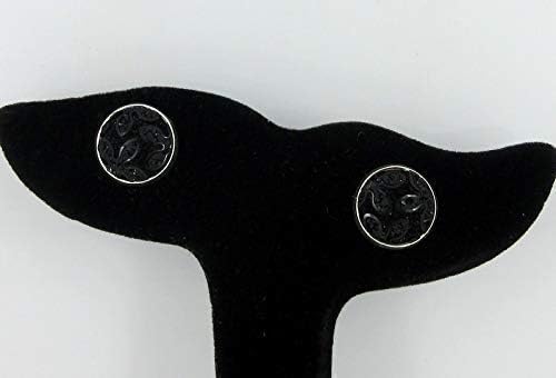 Summerfield Collection Silver-tone Frosted Flower Metallic Rainbow Stud Earrings 12mm (Black)