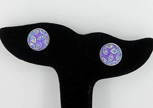 Summerfield Collection Silver-tone Frosted Flower Metallic Rainbow Stud Earrings 12mm (Lavender Purple)