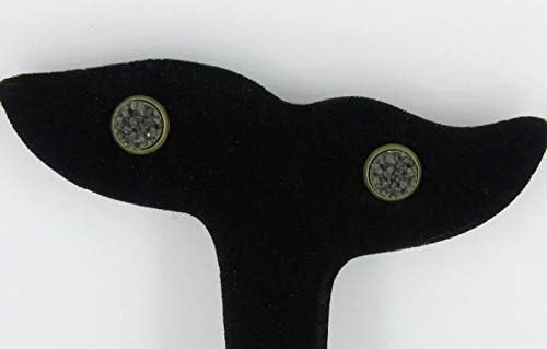 Summerfield Collection Antiqued Gold-tone Olive Green Faux Druzy Stone Stud Earrings (8mm)