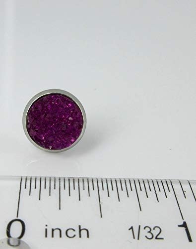 Summerfield Collection Stainless Steel Deep Magenta Faux Druzy Stone Stud Earrings (10mm)
