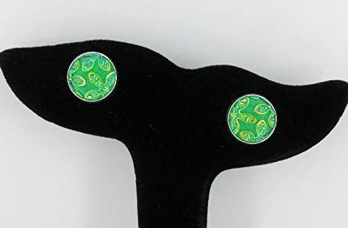 Summerfield Collection Silver-tone Frosted Flower Metallic Rainbow Stud Earrings 12mm (Green)