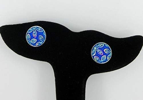 Summerfield Collection Silver-tone Frosted Flower Metallic Rainbow Stud Earrings 12mm (Royal Blue)