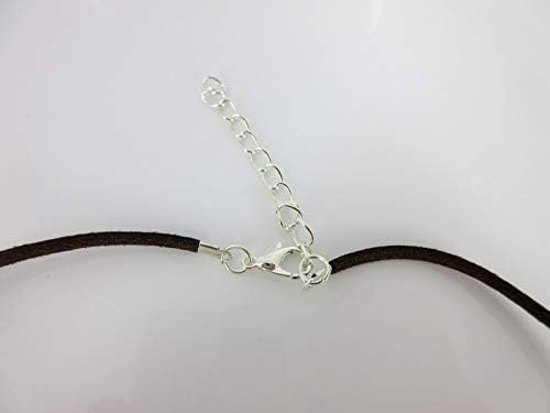 Summerfield Collection Silver-tone Starry Night Glitter Glass Pendant Choker Necklace Faux Brown Suede Cord
