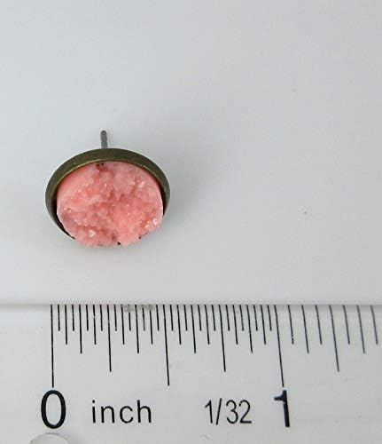 Summerfield Collection Antiqued Gold-tone Faux Druzy Stone Stud Earrings 12mm (Peach Pink)