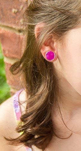 Summerfield Collection Silver-tone Faux Druzy Stone Stud Earrings 12mm (Magenta)