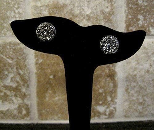 Summerfield Collection Hematite-tone Faux Druzy Stone Stud Earrings 12mm (Gunmetal Gray)