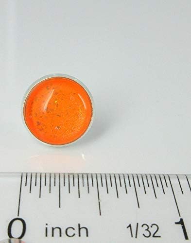 Summerfield Collection Silver-tone Neon Orange Glitter Glass Stud Earrings Hand-painted 12mm