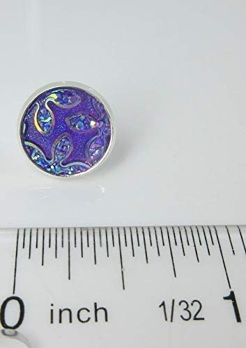 Summerfield Collection Silver-tone Frosted Flower Metallic Rainbow Stud Earrings 12mm (Lavender Purple)