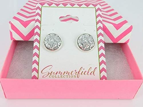 Summerfield Collection Silver-tone Frosted Flower Metallic Rainbow Stud Earrings 12mm (Silver)