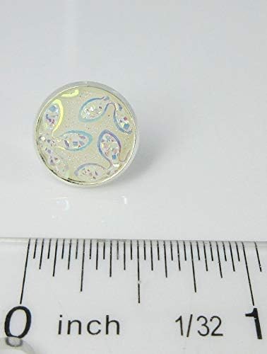 Summerfield Collection Silver-tone Frosted Flower Metallic Rainbow Stud Earrings 12mm (White AB)
