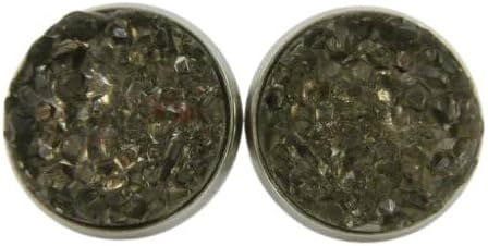 Summerfield Collection Duo Stud Earrings Stainless Steel Faux Druzy Stone 12mm Set (Pink/Gray)