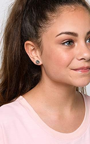 Summerfield Collection Duo Silver-tone Faux Druzy Stone Stud Earrings 8mm Set (Clear AB/Gunmetal)