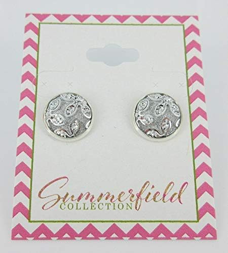 Summerfield Collection Silver-tone Frosted Flower Metallic Rainbow Stud Earrings 12mm (Silver)