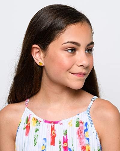 Summerfield Collection Silver-tone Yellow Faux Druzy Stone Stud Earrings (8mm)