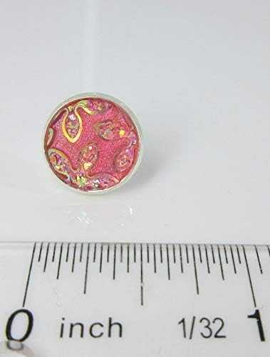 Summerfield Collection Silver-tone Frosted Flower Metallic Rainbow Stud Earrings 12mm (Light Pink)