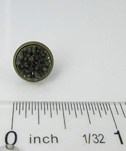 Summerfield Collection Antiqued Gold-tone Olive Green Faux Druzy Stone Stud Earrings (10mm)