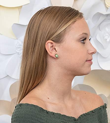 Summerfield Collection Antiqued Gold-tone Green AB Resin Opalescent Flake Stud Earrings 10mm