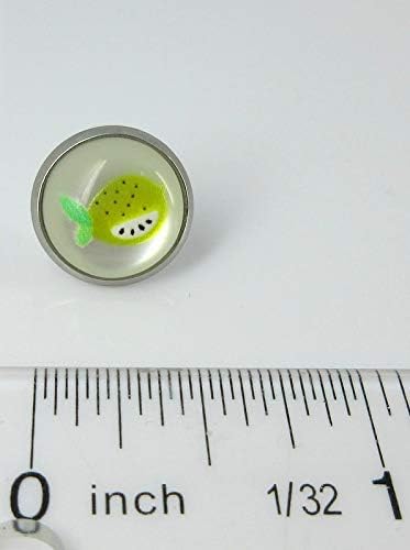 Summerfield Collection Stainless Steel Fruit Print Frosted Resin Stud Earrings 12mm (Lemon)