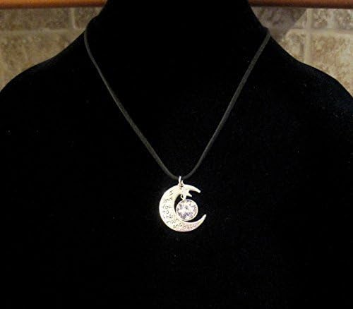 Summerfield Collection Silver-Tone Glitter Glass I Love You to the Moon and Back Pendant Necklace Black Faux Suede Cord