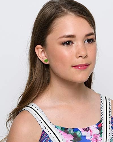 Summerfield Collection Stainless Steel Glitter Acrylic Heart Stud Earrings 8mm (Lime Green)