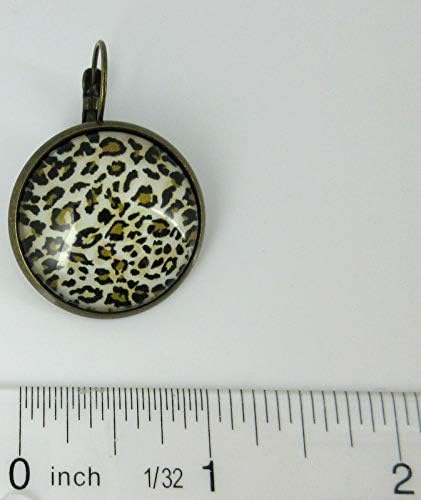 Summerfield Collection Antiqued Gold-tone Animal Print Glass Lever-back Drop Earrings Large 25mm