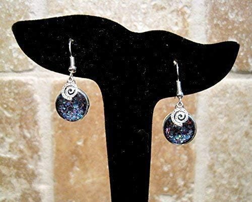 Summerfield Collection Silver-tone Blue Purple Pink Glitter Glass Swirl Charm Dangle Earrings