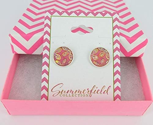 Summerfield Collection Silver-tone Frosted Flower Metallic Rainbow Stud Earrings 12mm (Light Pink)