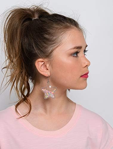 Summerfield Collection Confetti Glitter Shaker Large Star Dangle Earrings Stainless Steel (Multi)