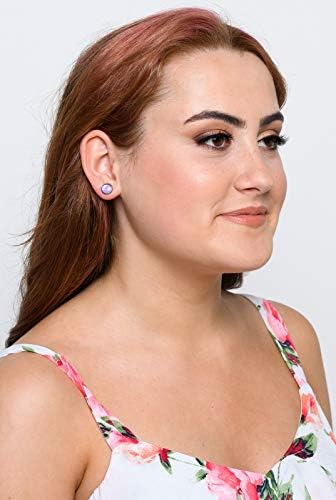 Summerfield Collection Stainless Steel Lavender Purple Glitter Flake Glass Stud Earrings Hand-painted 8mm