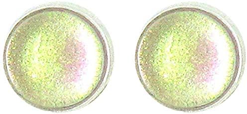 Summerfield Collection Silver-tone Nude Pink Color Shift Glitter Glass Stud Earrings Hand-painted 8mm