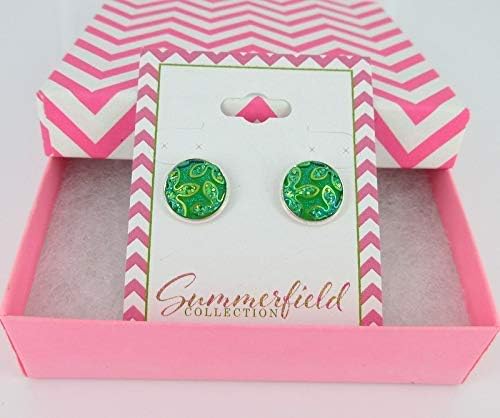 Summerfield Collection Silver-tone Frosted Flower Metallic Rainbow Stud Earrings 12mm (Green)