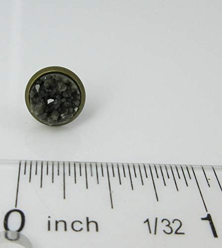 Summerfield Collection Antiqued Gold-tone Olive Green Faux Druzy Stone Stud Earrings (8mm)