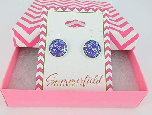Summerfield Collection Silver-tone Frosted Flower Metallic Rainbow Stud Earrings 12mm (Lavender Purple)